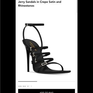 Yves Saint Laurent Black Satin Rhinestone Heels